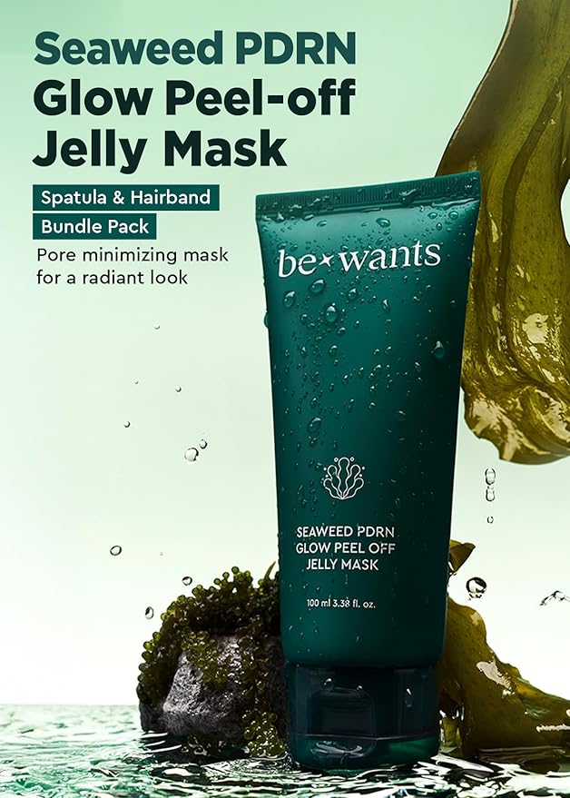 bewants Seaweed PDRN Glow Peel Off Jelly Mask – Includes Spatula & Headband | Pore Minimizing Peel Off Face Mask | Soothing PDRN Skincare & Vegan Skincare for Korean Glass Skin, 3.38 fl oz