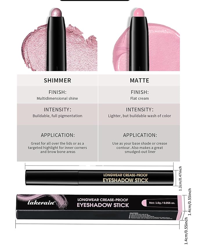 Eyeshadow Stick Waterproof, Cream to Powder Long Lasting Eye Shadow Stick Buildable& Blendable,Shimmer Matte Crayon Eyeshadows Pencil Eyes Highlighter Eyeliner Sticks Makeup,Vegan & Cruelty-Free-08