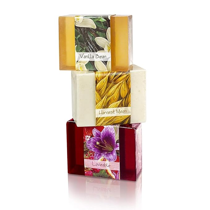 Glycerin Bar Soap Set of 3#1 - Natural, Vegan-Friendly, Hypoallergenic - Moisturizing and Hydrating with 100% Vegetable Glycerin - Sulfate-Free, Paraben-Free, Chemical-Free - 4.5 oz Each