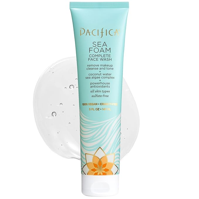 Pacifica Face Wash Duo – Glow Baby Vitamin C Brightening Cleanser + Sea Foam Gentle Cleanser, Daily Exfoliating Face Wash Set for All Skin Types, Sulfate-Free, Vegan