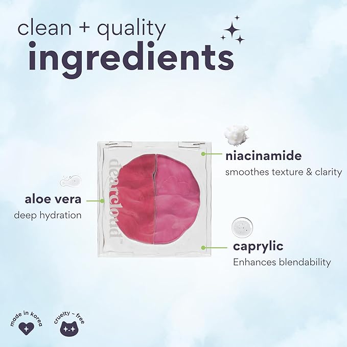 dearcloud Dewy Hydration Watercolor Blush Duo – Bubble – liquid blush for cheeks with niacinamide and aloe vera – Korean beauty makeup (.35 oz)