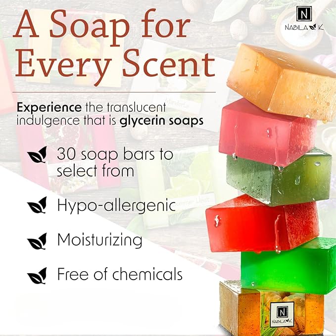 Glycerin Bar Soap Set of 3#9 - Natural, Vegan-Friendly, Hypoallergenic - Moisturizing and Hydrating with 100% Vegetable Glycerin - Sulfate-Free, Paraben-Free, Chemical-Free - 4.5 oz Each