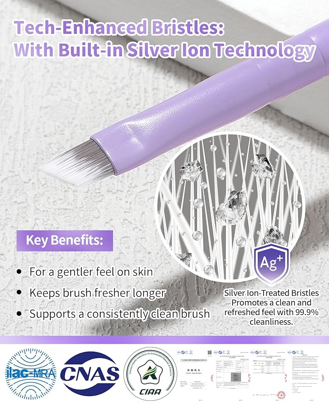 Eyeliner Brush Fine Angled - EIGSHOW PRO Precision Gel Liner Brush with Silver Ion Bristles - Ultra Thin - Vegan & Cruelty-Free (E835MP)