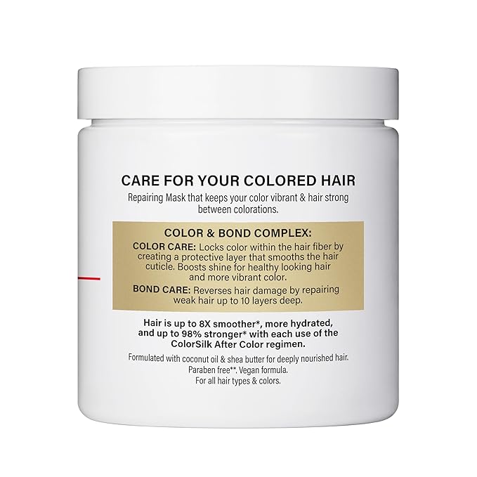 REVLON ColorSilk After Color Care Mask, Vegan Keratin Hair Treatment, Bond Repair for Damaged Hair, For All Hair Colors & Types, 7.6 fl oz
