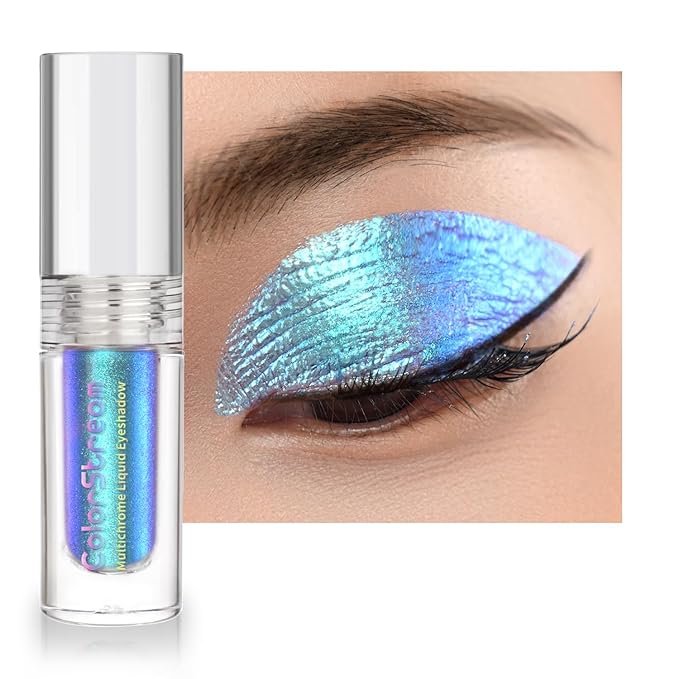 CHARMACY Liquid Duochrome Eyeshadow, Metallic Eye Looks, Long Lasting Glitter Eye Shadow Sets Metallic Pigments, Quick Drying, Sparkling Shiny Eye Makeup for Beginners, 1.6g (#04)
