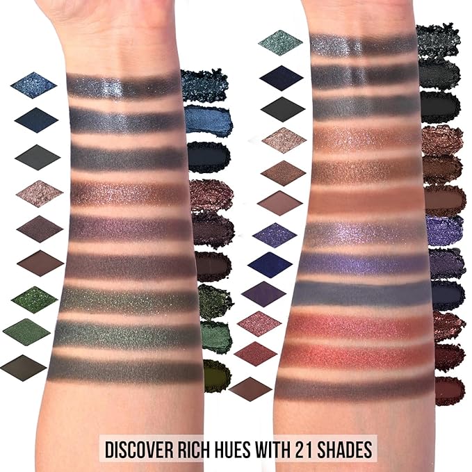 Black Smokey Eyeshadow Palette, Midnight Masquerade 21 Colors – Spectrum of Black Matte Shimmer Glitter Eye Shadow for Halloween Goth Makeup, Highly Pigmented, Talc Free