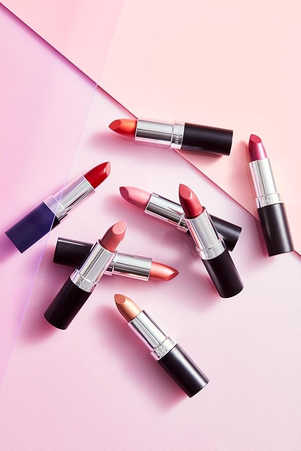 Rimmel Lasting Finish Lipstick | Up to 8 Hours of Intense Lip Color with Color Protect Technology and Exclusive Black Diamond Complex | 0.14 fl oz (Pack of 1) | 002 Candy
