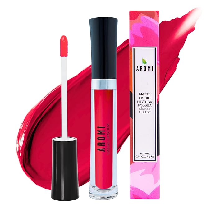 Aromi True Red Matte Liquid Lipstick | Bold Red Lip Color with Blue Undertones, Smudge Proof, Long Lasting, Vegan and Cruelty-free (Flamenco Red) | Made in USA, Small Batch, Highly Pigmented, Waterproof, Handmade