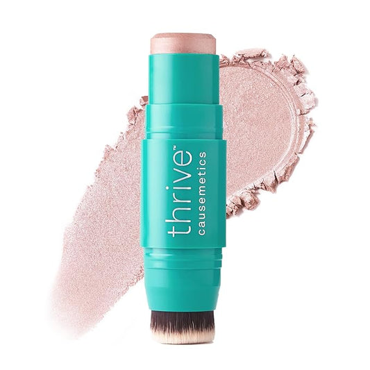 Thrive Causemetics Triple Threat Color Stick: Blush, Highlighter, Bronzer & Contour Stick with Vitamin E, Evening Primrose Oil, Waterproof Smudge Proof Face Makeup Formula, Aurora (Rose Gold Shimmer)