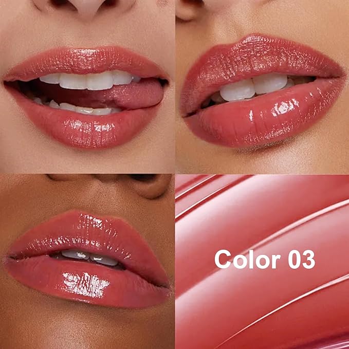 Honey Tinted Lip Stain Lip Gloss, Sheer Hydrating Lip Balm, Moisturizing Lip Color for All Skin Tones, Nourishing Lipstick with a Hint of Natural Black Cherry Tint (A03)