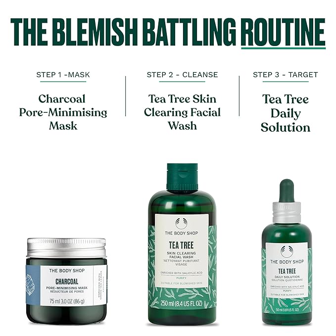 The Body Shop Tea Tree 3 in 1 Wash Scrub & Mask – Purifying Vegan Skincare For Oily, Blemished Skin – 4.2 oz