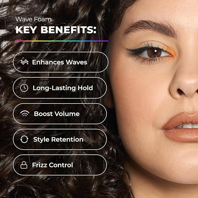 XMONDO Hair Wavetech Wave Foam, Vegan Styling Foam for Wavy Hair with Pro-Vitamin B5 and Nutrients to Hydrate Hair, Enhance Natural Curl Pattern and Fight Frizz, 6.7 Fl. Oz