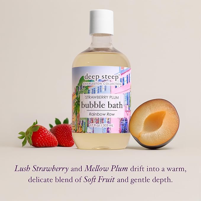 Deep Steep Bubble Bath, Strawberry Plum 17 oz (Pack of 2) – Hypoallergenic, Clinically Tested Soothing Soak with Shea Butter & Argan Oil – Sulfate-Free