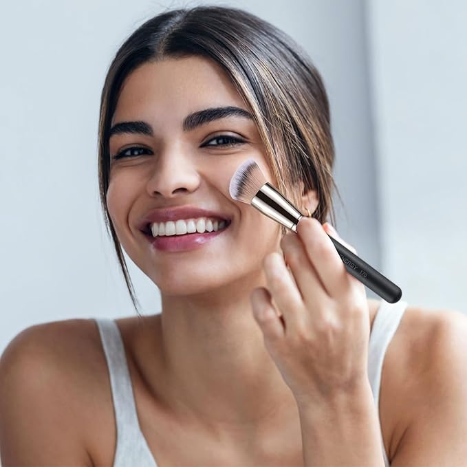 ENERGY Foundation Brush for Liquid Makeup - Professional Makeup Brush for Liquid, Cream & Powder Blending,Buffing and Contouring - Soft Vegan Synthetic Bristles Face Make Up Tool
