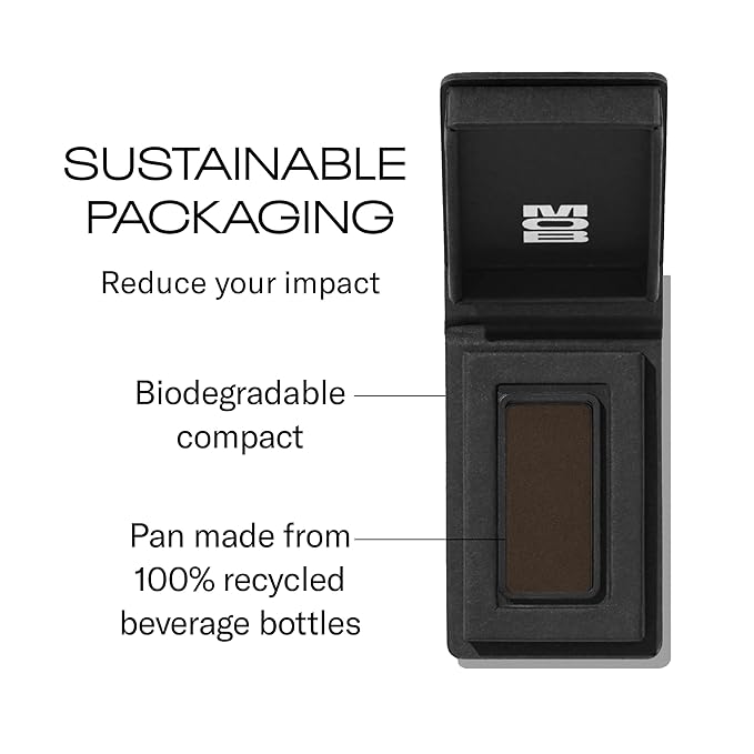 MOB Beauty Eyeshadow M32 Matte Gray Brown – Neutral Rich Smoky Shade for Sculpting or Accent, Talc-Free Vegan Cruelty-Free Skincare Infused Long Wear Sustainable Refillable Compact