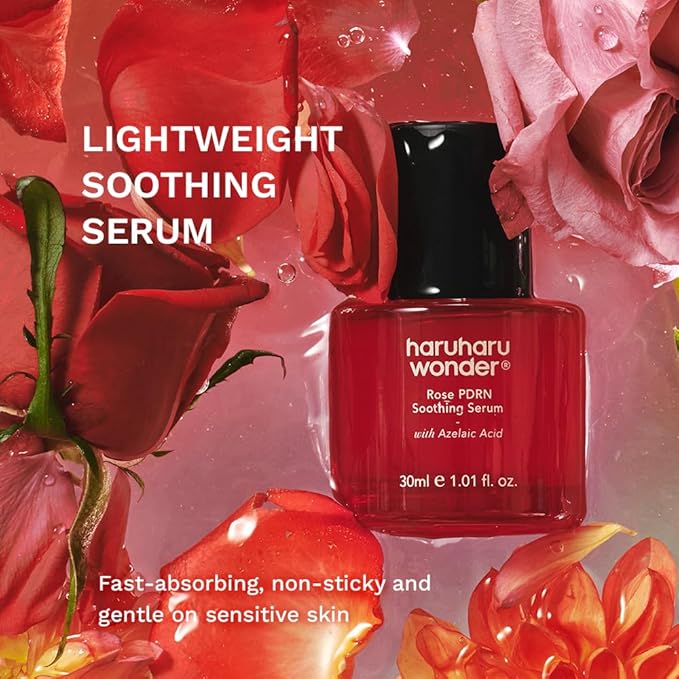 haruharu wonder Rose PDRN Soothing Serum with Azelaic Acid, Redness Relief, Barrier Repair, Bulgarian Rose, Lightweight Formula for Sensitive Skin, Fragrance Free, Korean Skincare, Vegan, 1.01 fl.oz