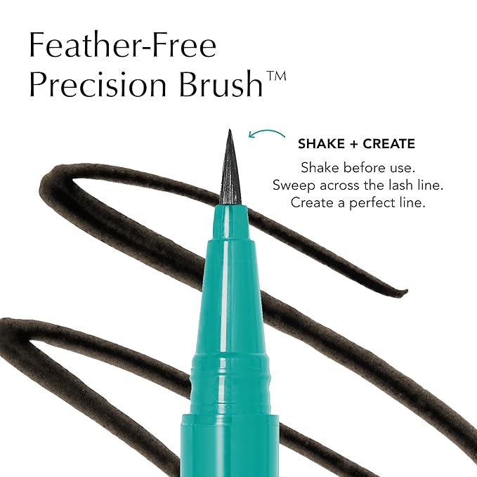 Thrive Causemetics Infinity Waterproof Brown Liquid Eyeliner Pen, Eye Makeup Essential with Biotin for Women, Water Based Eyeliner, Feather Free Brush Tip, Vegan, Shade Ella (Brown Matte)
