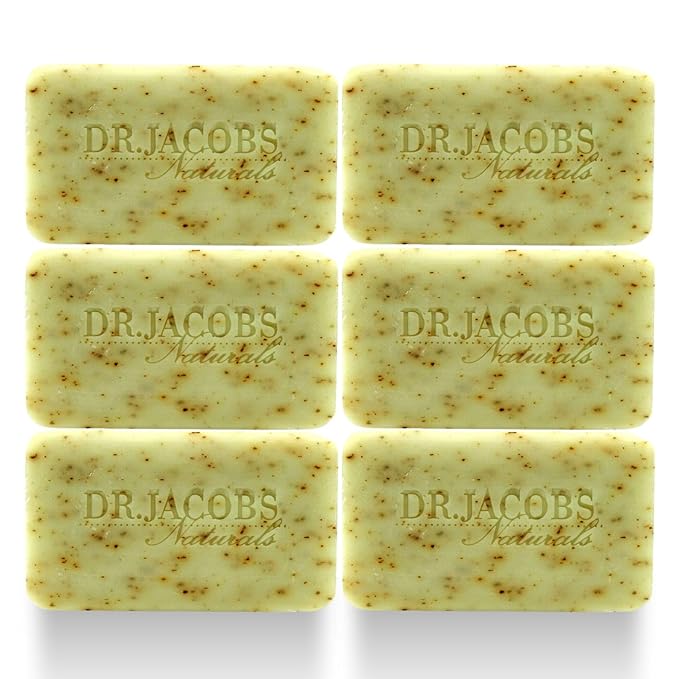 Dr Jacobs Naturals, Triple Milled Loofah Exfoliating Castile Bar Soap (Pack of 6) - Free of Parabens, Sulfates, Synthetics, Gltuen and GMO (Minty Cucumber Mojito)