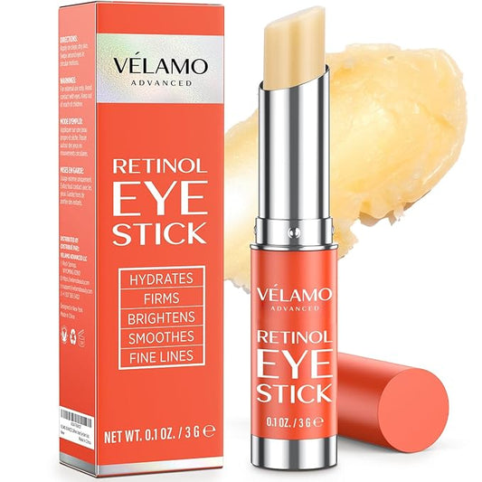 VELAMO ADVANCED Retinol Eye Stick: Renewing & Firming Under Eye Balm for Dark Circles, Puffiness, Fine Lines & Wrinkles - Travel Essentials, Portable & Perfect for On-the-go Use, 0.1 OZ/3g