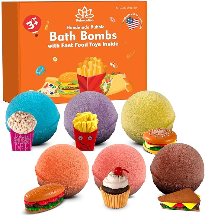 Bath Bombs for Kids Set with Toys Surprise Inside for Kids (Fast Food)