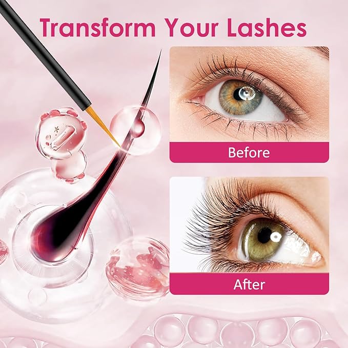 Lash Serum for Eyelash Growth: Premium Eyelash Growth Serum with Advanced Formula to Boost Longer Fuller and Thicker Lashes and Eyebrows - Gentle & Vegan for Sensitive Eyes(8ML)