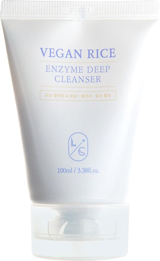 LICORNE Vegan Rice Enzyme Purifying Cleanser (3.38 fl oz) - Exfoliating Face Wash for Pores & Blackheads - Korean Rice Water Foam Cleanser - Deep Pore Purifying & Makeup Remover for Radiant Glow