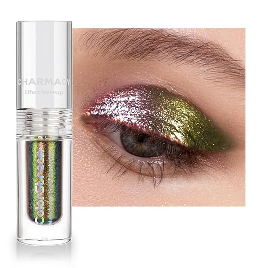 CHARMACY Liquid Duochrome Eyeshadow, Multi-Dimensional Eye Looks, Long Lasting Glitter Eye Shadow Sets Metallic Pigments, Quick Drying, Sparkling Shiny Eye Makeup for Beginners, 1.6g (#21)