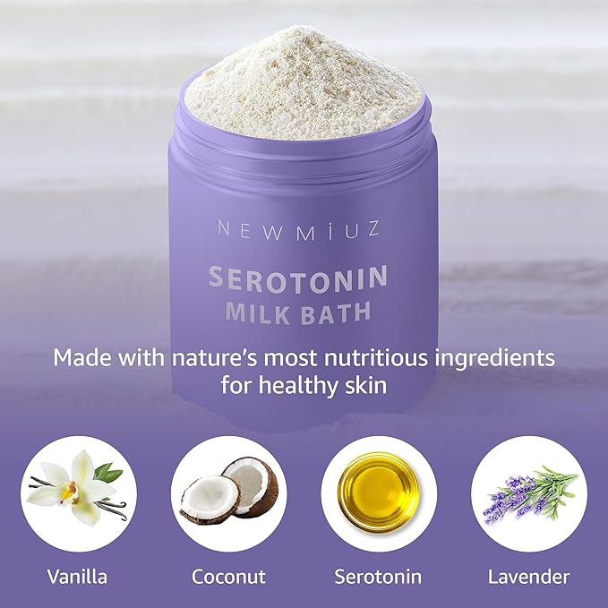 Creamy Coconut Lavender Milk Bath Soak Powder Moisturize Skin Calm Vanilla Luxury Spa Salt Destress Relaxation Gift for Women Perfect Stocking Stuffer