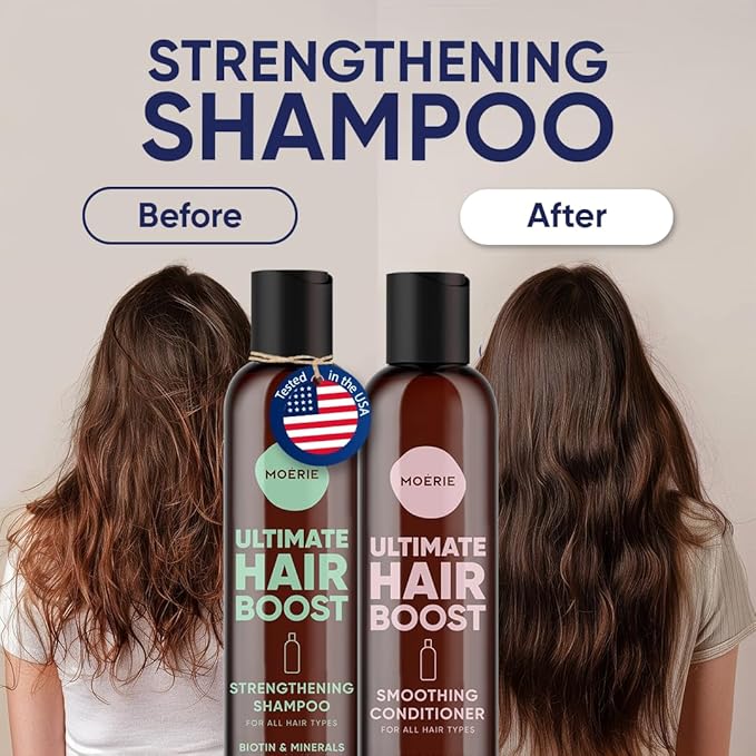 Moerie Hair Growth Shampoo and Conditioner for Men and Women, Hair Loss Solution with Biotin and Rosemary, Thickening Shampoo and Conditioner for Thinning Hair – Ultimate Hair Boost, Double Set