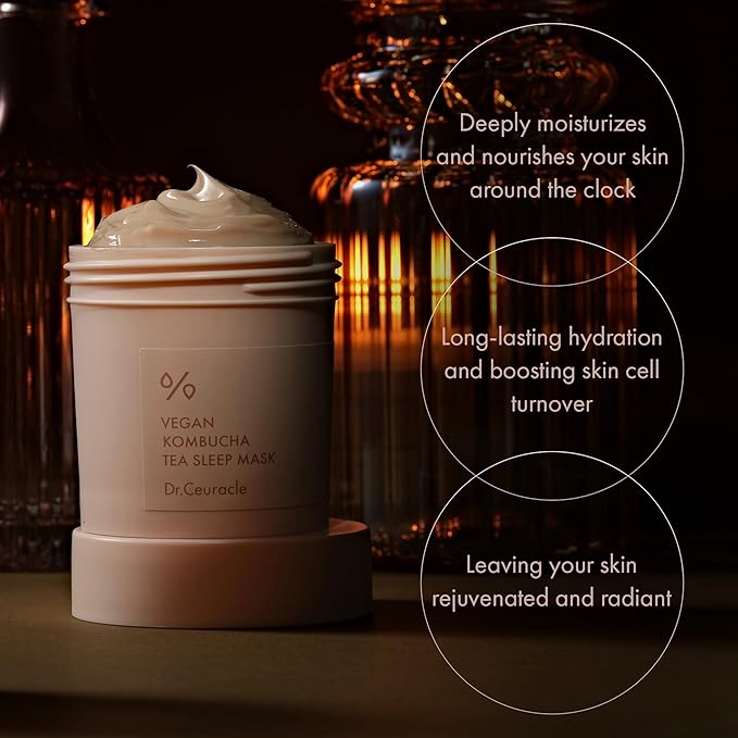 leegeehaam Dr.Ceuracle Vegan Kombucha Tea Sleeping Mask - Hydrating Overnight Face Mask with Niacinamide, Bakuchiol, Ceramide, Korean Skincare (100 g / 3.52 oz.)