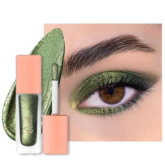 Oulac Green Liquid Glitter Eyeshadow&Eyeliner–Smooth Shimmer Eye Makeup with Sparkle Finish,All-Day Wear Lightweight Buildable Formula,Easy to Use Smudge-Proof,Gifts for Women,Vegan 5.4g (20)