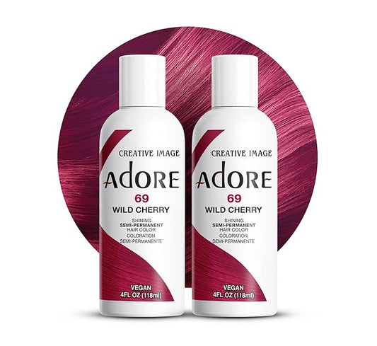 Adore Semi Permanent Hair Color (069 Wild Cherry) (2 Pack) | Vegan & Cruelty-Free Red Hair Dye | No Ammonia, No Peroxide, No Alcohol | 4 Fl Oz