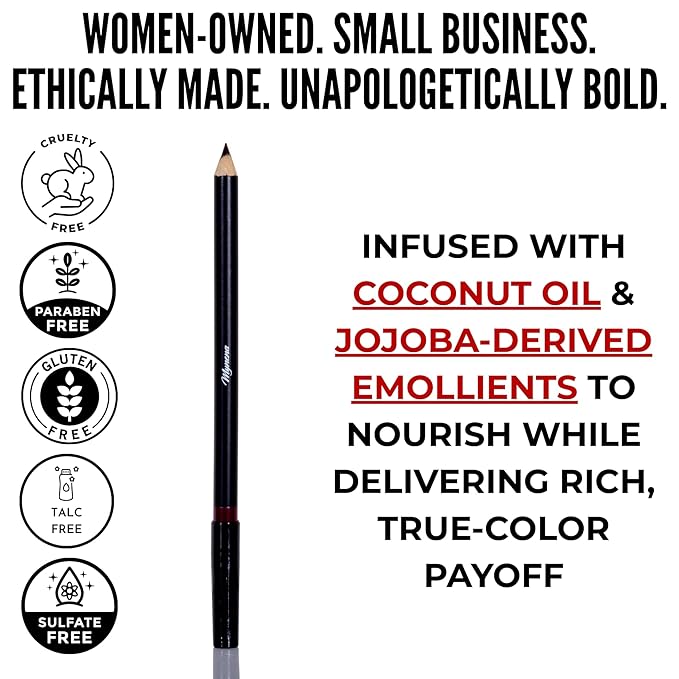 Mynena Maroon Creamy Matte Waterproof Lip Liner | Long Lasting Transfer-Proof | Sharpenable | Blendable Pencil for Defined Lips