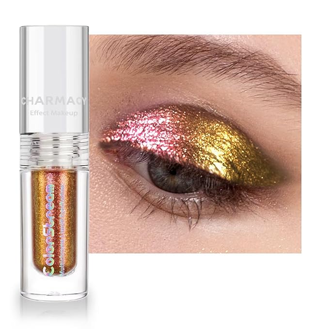 CHARMACY Liquid Duochrome Eyeshadow, Multi-Dimensional Eye Looks, Long Lasting Glitter Eye Shadow Sets Metallic Pigments, Quick Drying, Sparkling Shiny Eye Makeup for Beginners, 1.6g (#16)