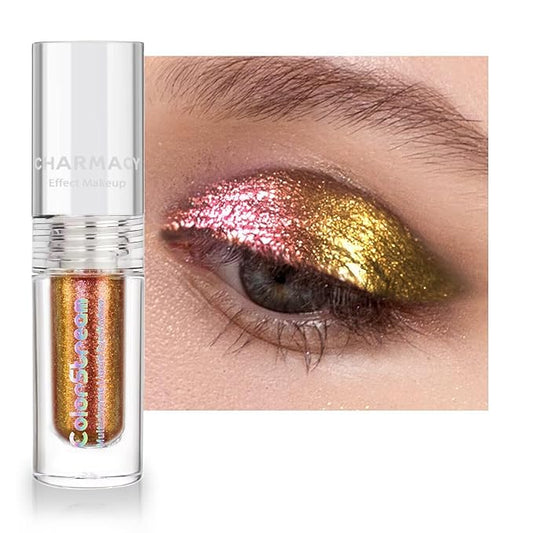 CHARMACY Liquid Duochrome Eyeshadow, Multi-Dimensional Eye Looks, Long Lasting Glitter Eye Shadow Sets Metallic Pigments, Quick Drying, Sparkling Shiny Eye Makeup for Beginners, 1.6g (#16)