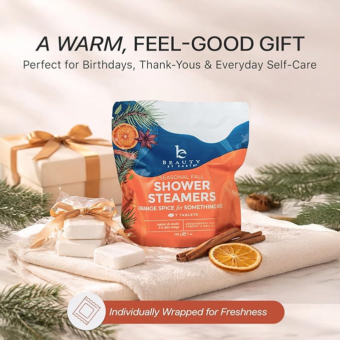 Shower Steamers Aromatherapy - USA Made with Natural Ingredients, Relaxation Gifts for Women & Men, Self Care Spa Day Essentials, Large Shower Tablets with Orange & Fir Essential Oil