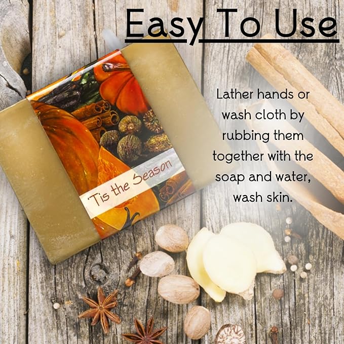 Glycerin Bar Soap 'Tis the Season Scent - Natural, Vegan-Friendly, Hypoallergenic - Moisturizing and Hydrating with 100% Vegetable Glycerin - Sulfate-Free, Paraben-Free, Chemical-Free - 4.5 oz
