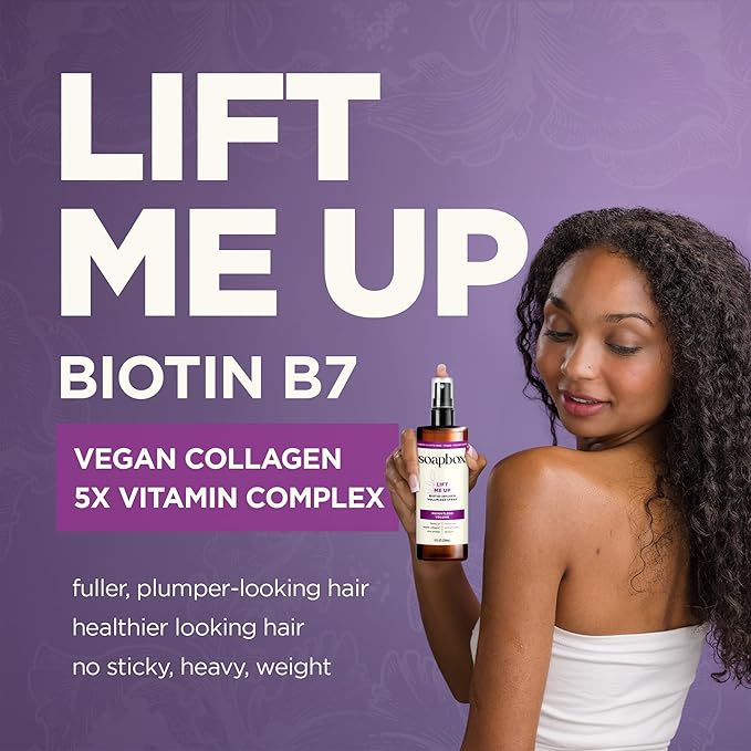 Soapbox Lift Me Up Volumizing Hair Treatment, Lightweight Volumizing Hairspray with Biotin, Natural Volume Spray for Hair, Harsh Sulfate Free, Silicone Free, Color Safe, and Vegan Products, 8 Ounces