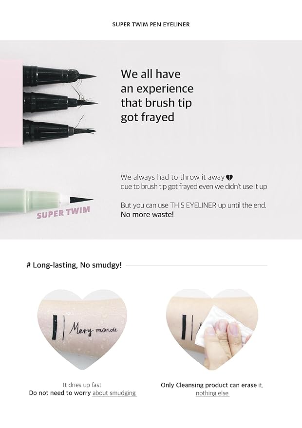 Merrymonde Multicolor Super Slim Long Lasting Eyeliner Vegan Easy Ultra-Fine Felt Tip Pen Liquid Korean K Beauty Waterproof Mechanical Eye Liner Makeup (Mocha Brown)
