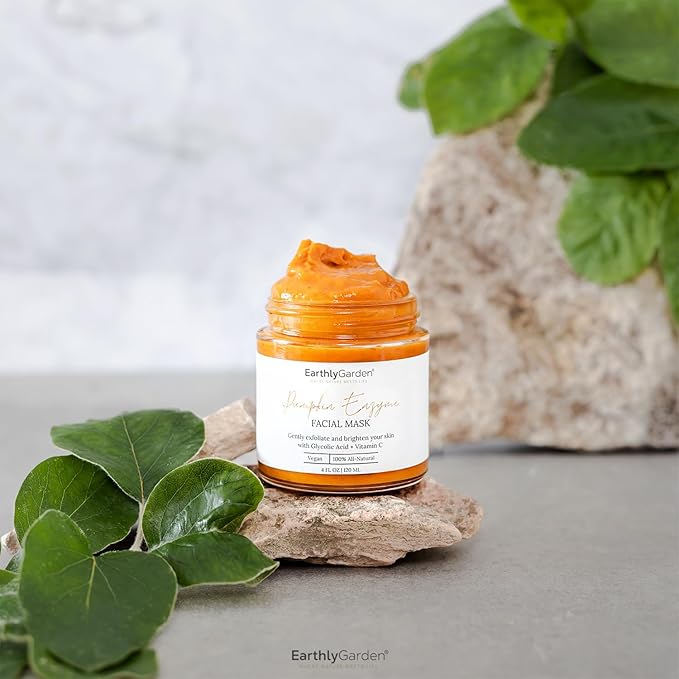 Pumpkin Enzyme Exfoliating Face Mask – Natural AHA Facial Treatment with Vitamin C & E – Brightens Dull Skin, Fades Dark Spots & Hydrates – Vegan Skincare for All Skin Types – 4 oz