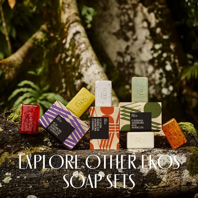 natura - Ekos Açaí Creamy & Exfoliating Bar Soap Set (4 Pack) - 1 Exfoliating Bar, 3 Creamy Bars - Pure Plant Based Oils - Vegan Skin Care - Brazilian Beauty Secrets - Self Care - 3.5oz (100g)