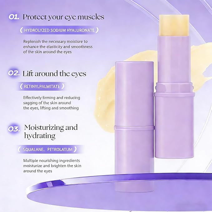 3Pcs Eye Balm Stick | Moisture Under Eye Brightener Balm Stick | Hydrating Stick & Multi-Purpose Smooths Cream Wrinkles-Restore and Hydrate - Vegan Skincare