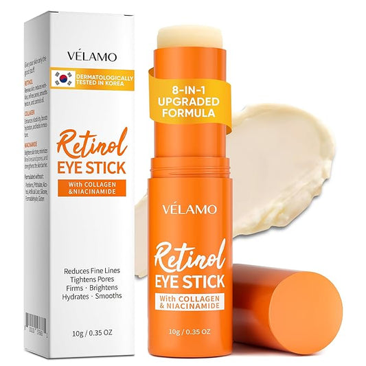 VELAMO ADVANCED Retinol Eye Stick: Plumping & Smoothing Under Eye Balm for Dark Circles, Puffiness & Wrinkles - Made in Korea, Upgraded Formula with Collagen, Niacinamide & Peptides, 0.35 OZ/10g