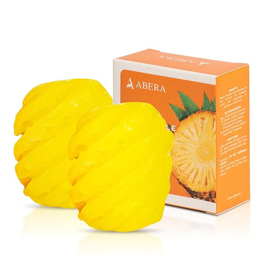 ABERA Pineapple Soap Bar – Fruit-Shaped Decorative Soap for Bathroom Décor or Spa Vibes – Tropical Moisturizing Vegan Body Cleanser, Unique Hand Soap Gift Set, 2 Pack (4.6 oz Total)