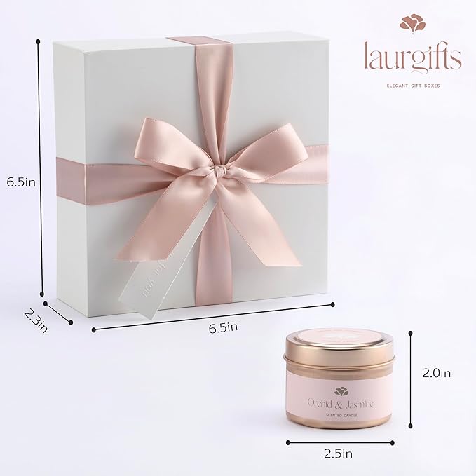 Birthday Gifts for Women – Luxury Candle Set & Bath Sets Spa Basket, Small Orchid & Jasmine Self Care Box, Gift Basket for Mom, Wife or Friend