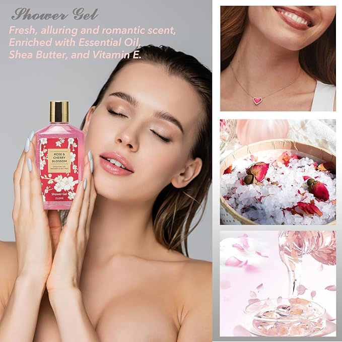 Mothers Day Gifts for Mom Spa Gift Set for Women 17Pcs Luxury Bath & Body Gift Set Beauty Care Kit with Necklace | Valentines Day, Birthday, Christmas Gifts for Her Wife Pampering Kit for Travel