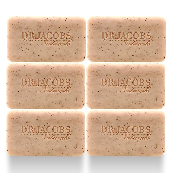 Dr Jacobs Naturals, Triple Milled Loofah Exfoliating Castile Bar Soap (Pack of 6) - Free of Parabens, Sulfates, Synthetics, Gltuen and GMO (Lucy Rose)