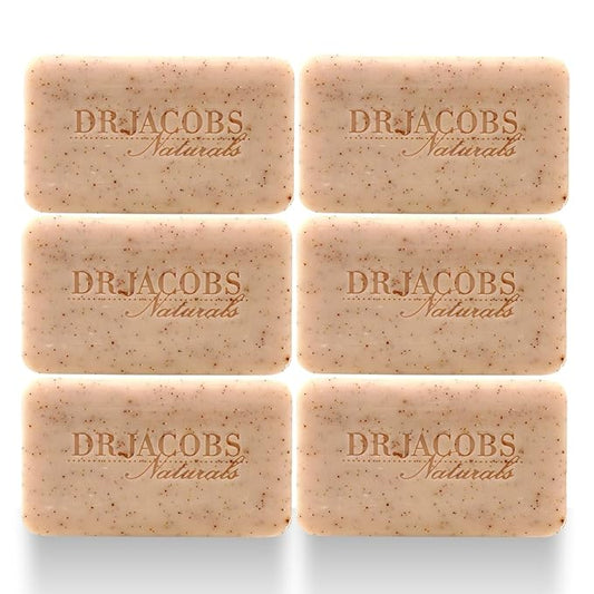 Dr Jacobs Naturals, Triple Milled Loofah Exfoliating Castile Bar Soap (Pack of 6) - Free of Parabens, Sulfates, Synthetics, Gltuen and GMO (Lucy Rose)