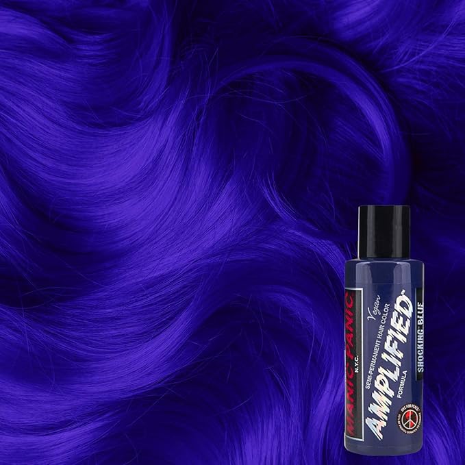 MANIC PANIC Shocking Blue Semi-Permanent Hair Dye - Amplified with Purple Undertones for All Hair Shades - Vegan, PPD & Ammonia-Free Coloring for Women & Men