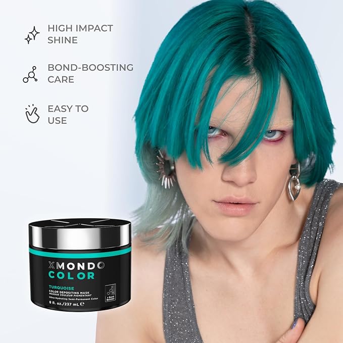 XMONDO Hair Color Turquoise Hair Healing Semi Permanent Color | Vegan Formula with Hyaluronic Acid to Retain Moisture, and Bond Boosting Technology, 8 Fl Oz